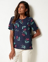 Marks and Spencer  Floral Print Round Neck Short Sleeve Blouse