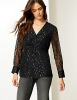 Marks and Spencer  Sparkly Twisted Front Long Sleeve Blouse