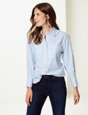 Marks and Spencer  Pure Cotton Oversized Striped Shirt