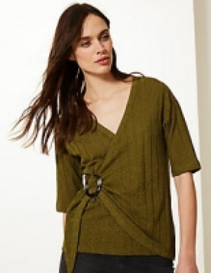Textured Short Sleeve Blouse