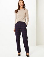 Marks and Spencer  Checked Relaxed Straight Leg Crepe Trousers