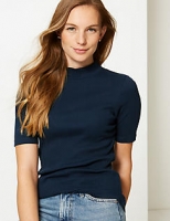 Marks and Spencer  Pure Cotton Ribbed High Neck T-Shirt