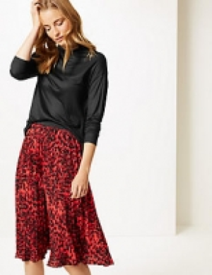 Mercerised Funnel Neck Long Sleeve Top