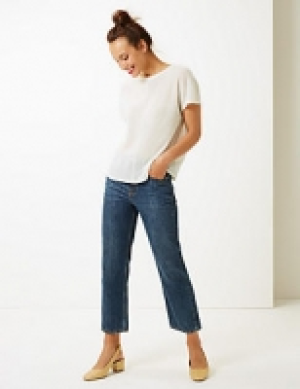 Sheer Round Neck Short Sleeve T-Shirt