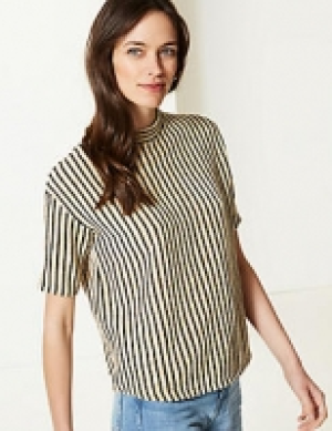 High Neck Short Sleeve Sweatshirt