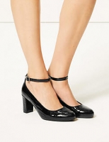 Marks and Spencer  Wide Fit Ankle Strap Block Heel Court Shoes