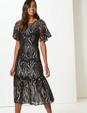 Lace Short Sleeve Midi Dress