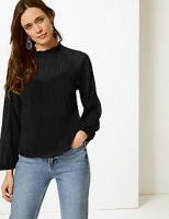 Marks and Spencer  Textured Funnel Neck Long Sleeve Top