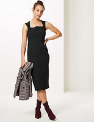 Square Neck Bodycon Midi Dress