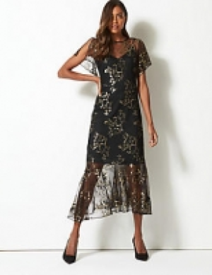 Short Sleeve Fishtail Tea Midi Dress