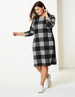 Marks and Spencer  CURVE Checked Half Sleeve Shift Dress