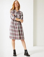 Marks and Spencer  PETITE Checked Long Sleeve Drop Waist Dress