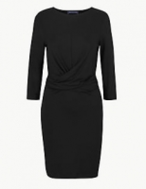 PETITE Twisted 3/4 Sleeve Bodycon Mini Dress