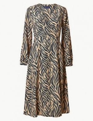 PETITE Animal Print Wrap Midi Dress