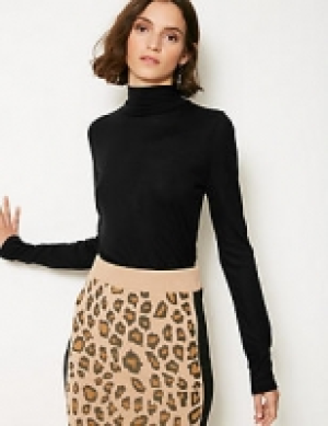 Funnel Neck Long Sleeve Cropped T-Shirt