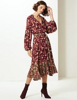 Marks and Spencer  Floral Print Long Sleeve Tea Midi Dress