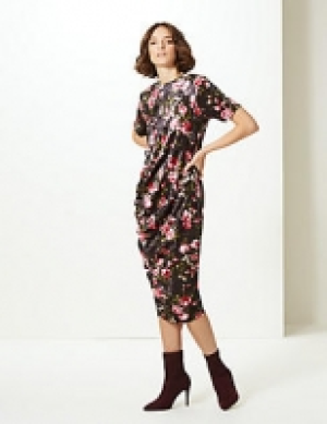 Floral Print Shift Midi Dress