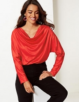 Marks and Spencer  Satin Cowl Neck Long Sleeve Top