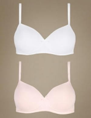 2 Pack Cotton Rich Padded Full Cup T-Shirt Bras