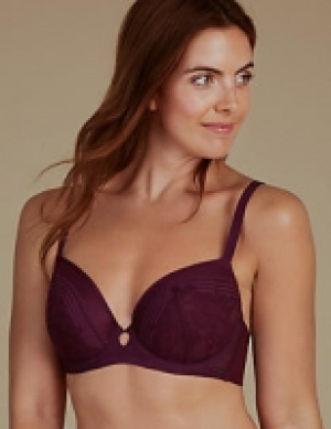 Lace Embroidered Padded Balcony Bra A-G
