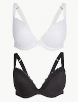 Marks and Spencer  2 Pack Embroidered Padded Plunge Bras DD-G