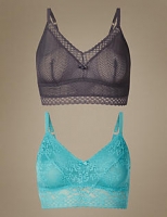 Marks and Spencer  2 Pack Lace Embroidered Non-Padded Bralets