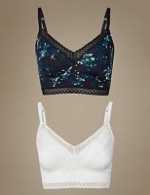 2 Pack Lace Embroidered Bralets