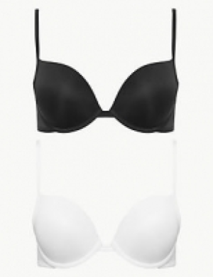 2 Pack Padded Push-Up Plunge T-Shirt Bras AA-DD