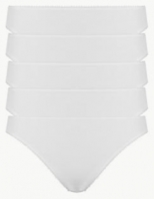 5 Pack Cotton Rich High Leg Knickers with New & Improved Fab