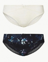 Marks and Spencer  2 Pack Lace Embroidered Brazilian Knickers