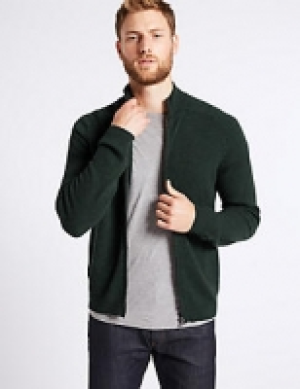 Pure Lambswool Textured Zip Through