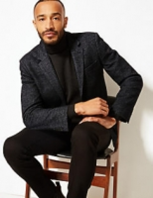 Charcoal Herringbone Tailored Fit Jacket