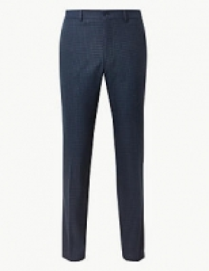 Checked Flat Front Trousers
