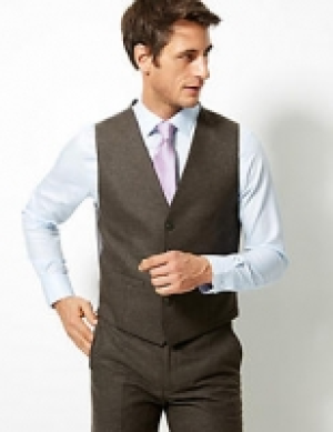 Textured Tailored Fit Waistcoat