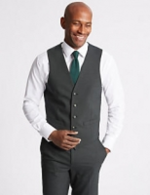 Charcoal Textured Slim Fit Waistcoat