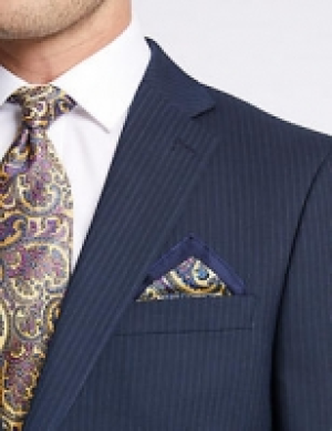 Pure Silk Paisley Print Pocket Square