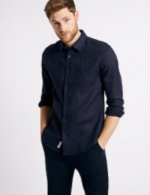 Pure Linen Slim Fit Shirt with Pocket