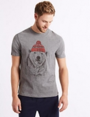 Pure Cotton Polar Bear Print Pyjama Top