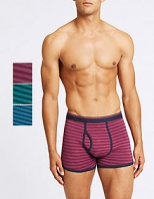 3 Pack Cotton Rich Striped Cool & Fresh Trunks