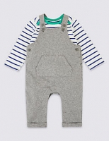 Marks and Spencer  2 Piece Organic Cotton Dungarees & Bodysuit Outfit