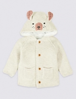 Marks and Spencer  Pure Cotton Hooded Bear Cardigan