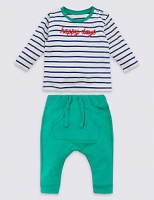 Marks and Spencer  2 Piece Organic Cotton Top & Bottom Outfit