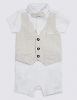 Marks and Spencer  2 Piece Bow Romper & Waistcoat Outfit