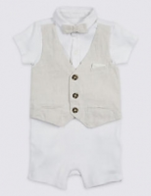 2 Piece Bow Romper & Waistcoat Outfit