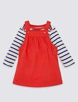 Marks and Spencer  2 Piece Organic Cotton Pinafore & Bodysuit Outfit