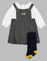 Marks and Spencer  3 Piece Pinafore & Bodysuit with Tights Outfit