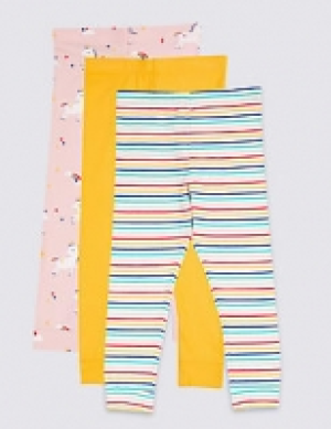 3 Pack Cotton Rich Leggings with Stretch (3 Months - 7 Years