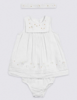 Marks and Spencer  3 Piece Headband, Knicker & Embroidered Dress