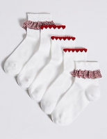 Marks and Spencer  5 Pairs of Frill Ankle Socks