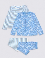 Marks and Spencer  2 Pack Floral Striped Pyjamas (1-7 Years)